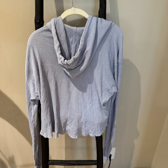 Brandy Melville John Galt Purple-Blue Waffle-Knit Hoodie - Picture 4 of 4